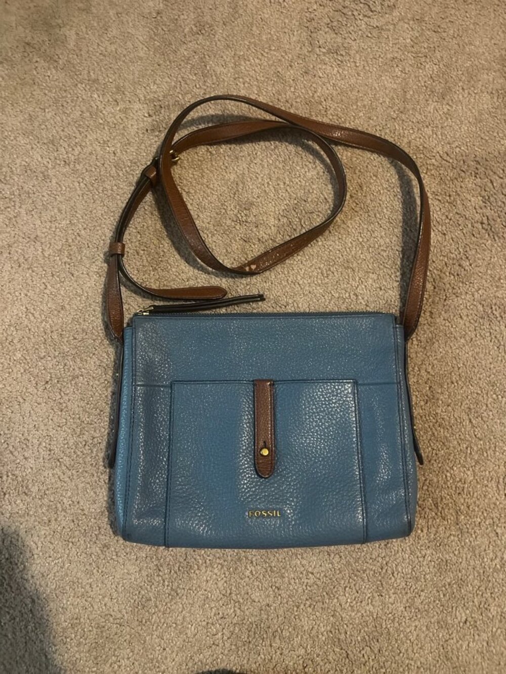 Fossil Gemma Blue Pebbled Crossbody Purse‎